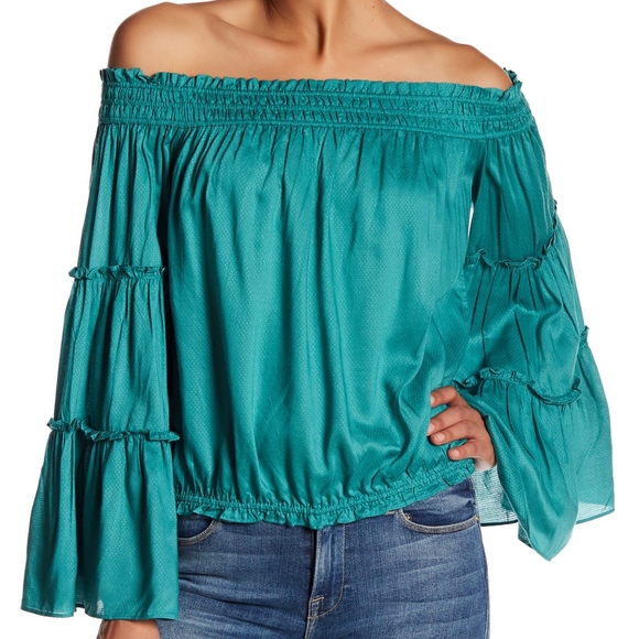 Free People Tops - NWT Free People Off The Shoulder Green Top